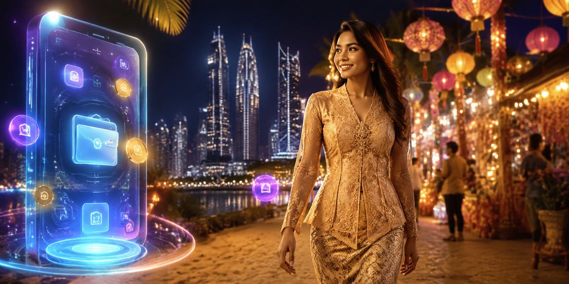 Pengguna wanita berbaju kebaya log masuk platform pertaruhan 992 di Kuala Lumpur