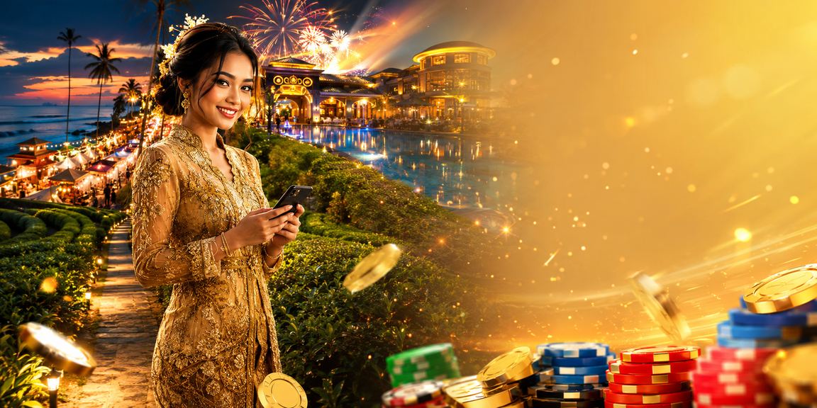 Pengguna wanita berbaju kebaya menggunakan kasino mudah alih 992 di Malaysia